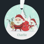 Aangepaste naam Santa, Reindeer en Snowman Ornament<br><div class="desc">Bekijk mijn winkel voor meer kerstobjecten.</div>