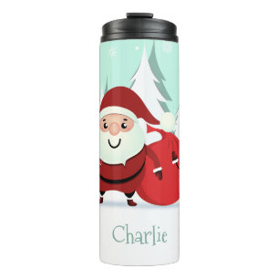 Aangepaste naam Santa, Reindeer en Snowman tumbler Thermosbeker