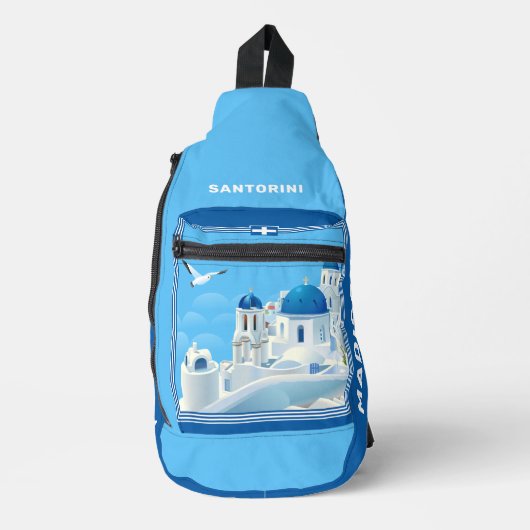 Aangepaste naam Santorini Griekenland Sling Bag (Voorkant)