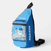 Aangepaste naam Santorini Griekenland Sling Bag (Rechterhoek)