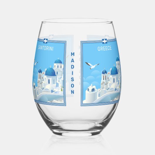 Aangepaste naam Santorini Griekenland Wijnglas Zonder Voet (Achterkant)