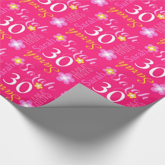 Aangepaste naam Sarah 30 verjaardagsrap Cadeaupapier (Hoek)