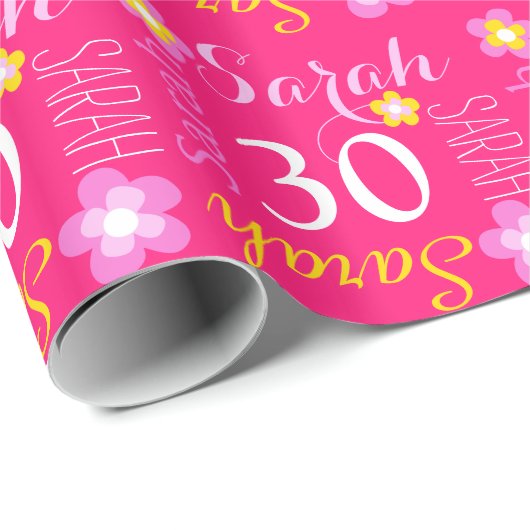 Aangepaste naam Sarah 30 verjaardagsrap Cadeaupapier (Rol Hoek)