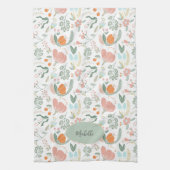 Aangepaste naam schattig botanisch pastelpatroon theedoek (Verticaal)