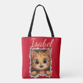Aangepaste naam Schattig Gescheurde Papier Gemberk Tote Bag (Achterkant)