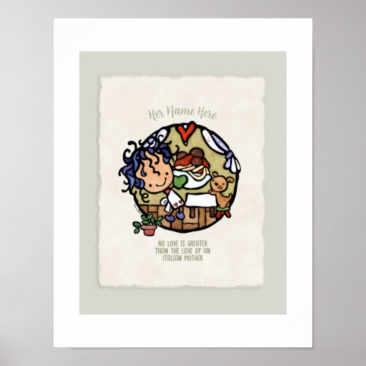 Aangepaste naam! Schattig Italiaans Cook Spaghetti Poster (Voorkant)