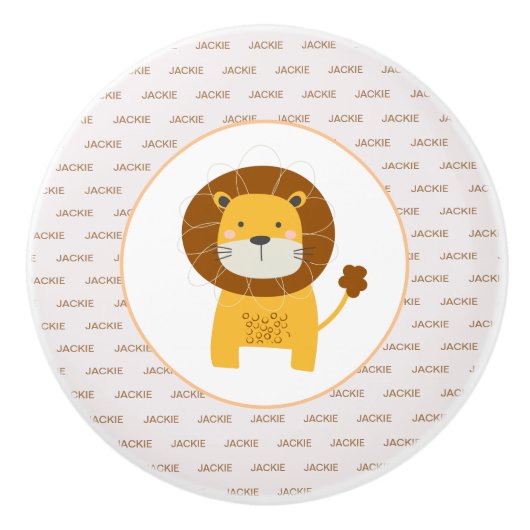 Aangepaste naam schattig Lion unisex oerwoud thema Keramische Knop (Voorkant)