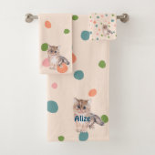 Aangepaste naam schattig modern Kat kat kitten sti Bad Handdoek (Insitu)