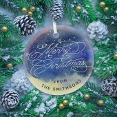 Aangepaste naam Schattig Navyblauw Prettig Kerstfe Glas Ornament