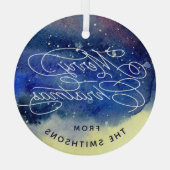 Aangepaste naam Schattig Navyblauw Prettig Kerstfe Glas Ornament (Achterkant)