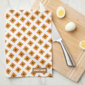 Aangepaste naam schattig patroon oranje witte groe theedoek (Quarter Fold)