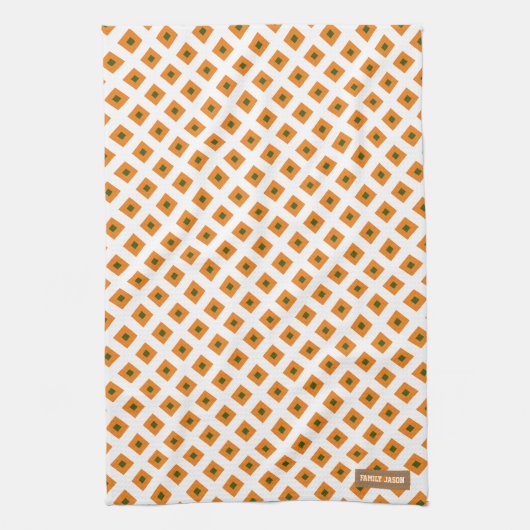 Aangepaste naam schattig patroon oranje witte groe theedoek (Verticaal)