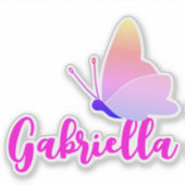 Aangepaste Naam Schattig Regenboog Vlinder Grafisc Sticker (Voorkant)