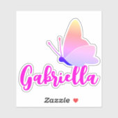 Aangepaste Naam Schattig Regenboog Vlinder Grafisc Sticker (Vel)