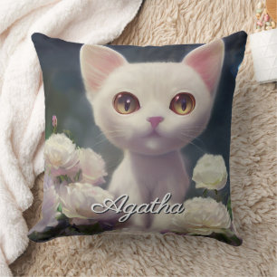 Aangepaste naam Schattig Witte Kittens Kussen