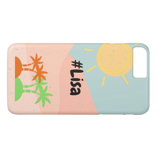 Aangepaste naam Schattig zomerpatroon zonneblauw Case-Mate iPhone Case (Achterkant (Horizontaal))