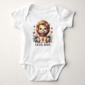 Aangepaste Naam Schattige Baby Girl Lion Romper (Voorkant)