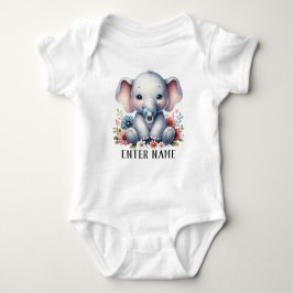 Aangepaste Naam Schattige Baby Meisje Olifant Baby Romper
