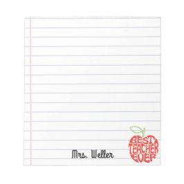 Aangepaste naam Schattige "Beste docent ooit" Appl Notitieblok