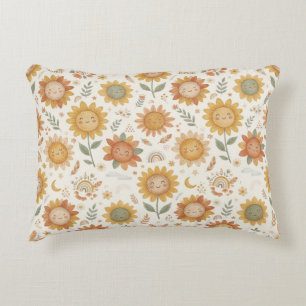 Aangepaste naam Schattige Boho Zonnebloem Babykame Accent Kussen