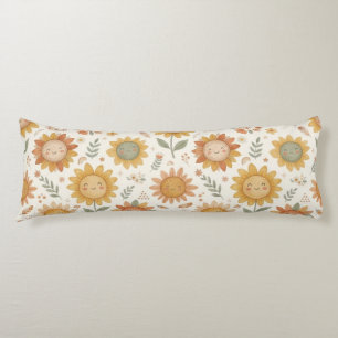 Aangepaste naam Schattige Boho Zonnebloem Zon & Re Lichaamskussen