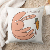 Aangepaste Naam Schattige Bunny & Wortel Animal Ar Kussen (Deken)
