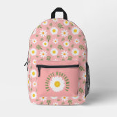 Aangepaste naam Schattige Daisy Floral Pattern Sch Bedrukte Rugzak (Voorkant)