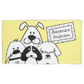 Aangepaste naam Schattige Dog Doodles Kussensloop (Voorkant-Links)