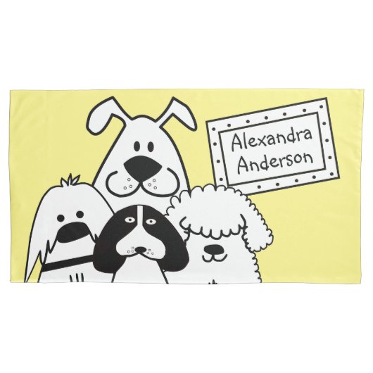 Aangepaste naam Schattige Dog Doodles Kussensloop (Voorkant-Links)