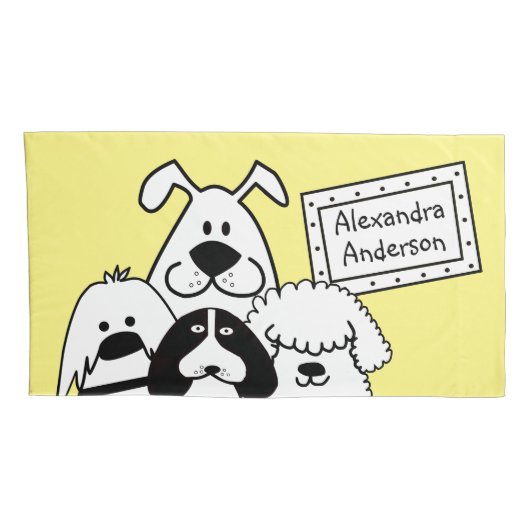 Aangepaste naam Schattige Dog Doodles Kussensloop (Achterkant-Rechts)