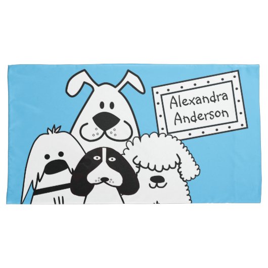 Aangepaste naam Schattige Dog Doodles Kussensloop (Voorkant-Rechts)