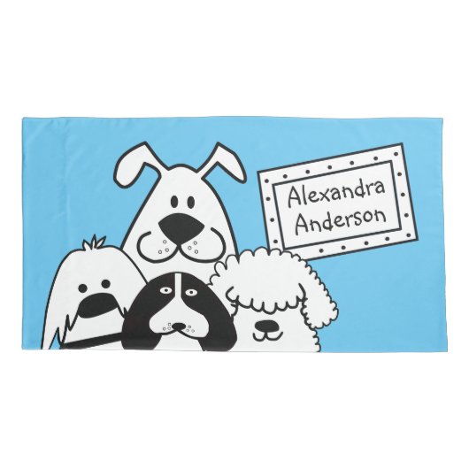 Aangepaste naam Schattige Dog Doodles Kussensloop (Achterkant-Links)