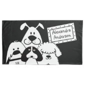 Aangepaste naam Schattige Dog Doodles Kussensloop (Voorkant-Links)