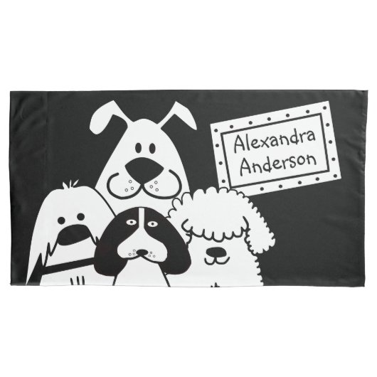 Aangepaste naam Schattige Dog Doodles Kussensloop (Voorkant-Links)