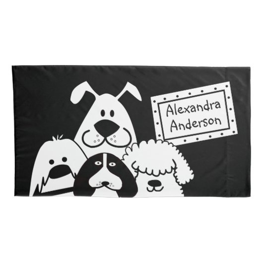 Aangepaste naam Schattige Dog Doodles Kussensloop (Achterkant-Rechts)