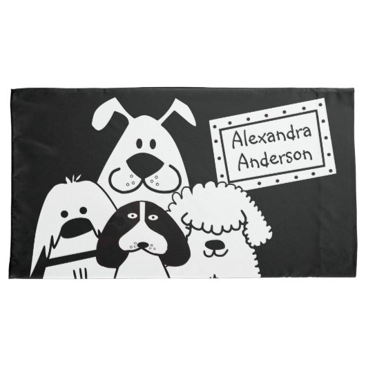 Aangepaste naam Schattige Dog Doodles Kussensloop (Voorkant-Rechts)