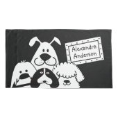 Aangepaste naam Schattige Dog Doodles Kussensloop (Achterkant-Links)