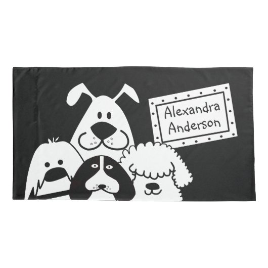 Aangepaste naam Schattige Dog Doodles Kussensloop (Achterkant-Links)