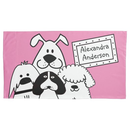 Aangepaste naam Schattige Dog Doodles Kussensloop (Voorkant-Links)