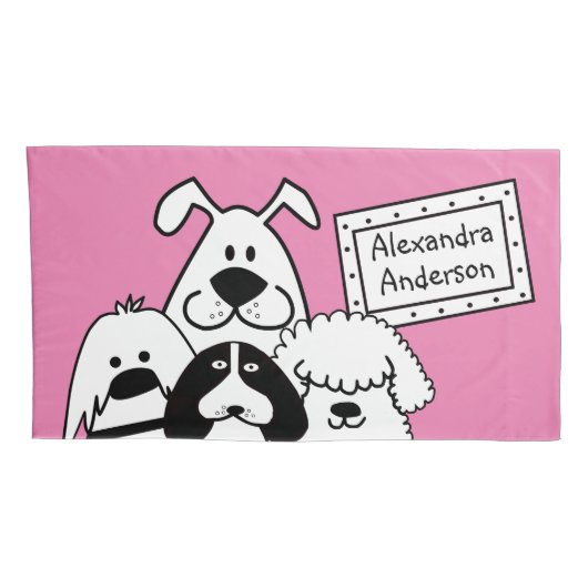 Aangepaste naam Schattige Dog Doodles Kussensloop (Achterkant-Rechts)