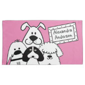 Aangepaste naam Schattige Dog Doodles Kussensloop (Voorkant-Rechts)