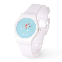 Aangepaste naam schattige engelen op blauw horloge