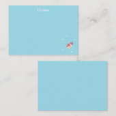 Aangepaste naam schattige engelen op blauw notitiekaartje (Voorkant / Achterkant)