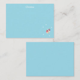 Aangepaste naam schattige engelen op blauw notitiekaartje