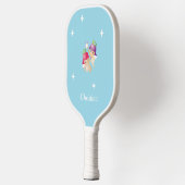 Aangepaste naam schattige engelen op blauw pickleball paddle (Links)