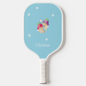 Aangepaste naam schattige engelen op blauw pickleball paddle (Voorkant)