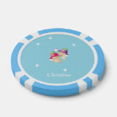 Aangepaste naam schattige engelen op blauw poker chips (Enkel)