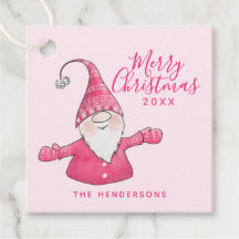 Aangepaste naam Schattige Gnome Pink Merry Christm