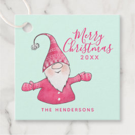 Aangepaste naam Schattige Gnome Pink Mint Merry Ch Bedankjes Labels