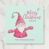 Aangepaste naam Schattige Gnome Pink Mint Merry Ch Bedankjes Labels (Achterkant)